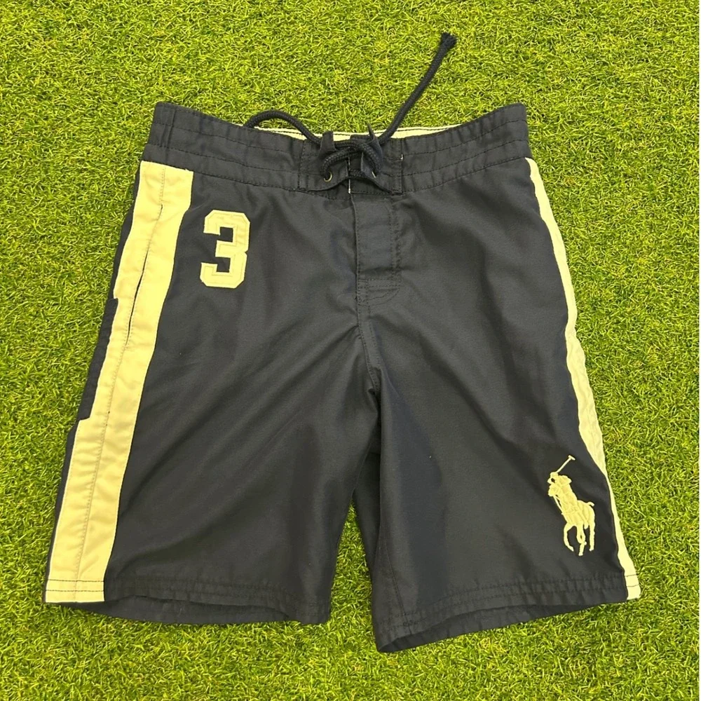 Polo Ralph Lauren Boys Navy Blue Big Pony Swim Trunks Size 6 Board Shorts